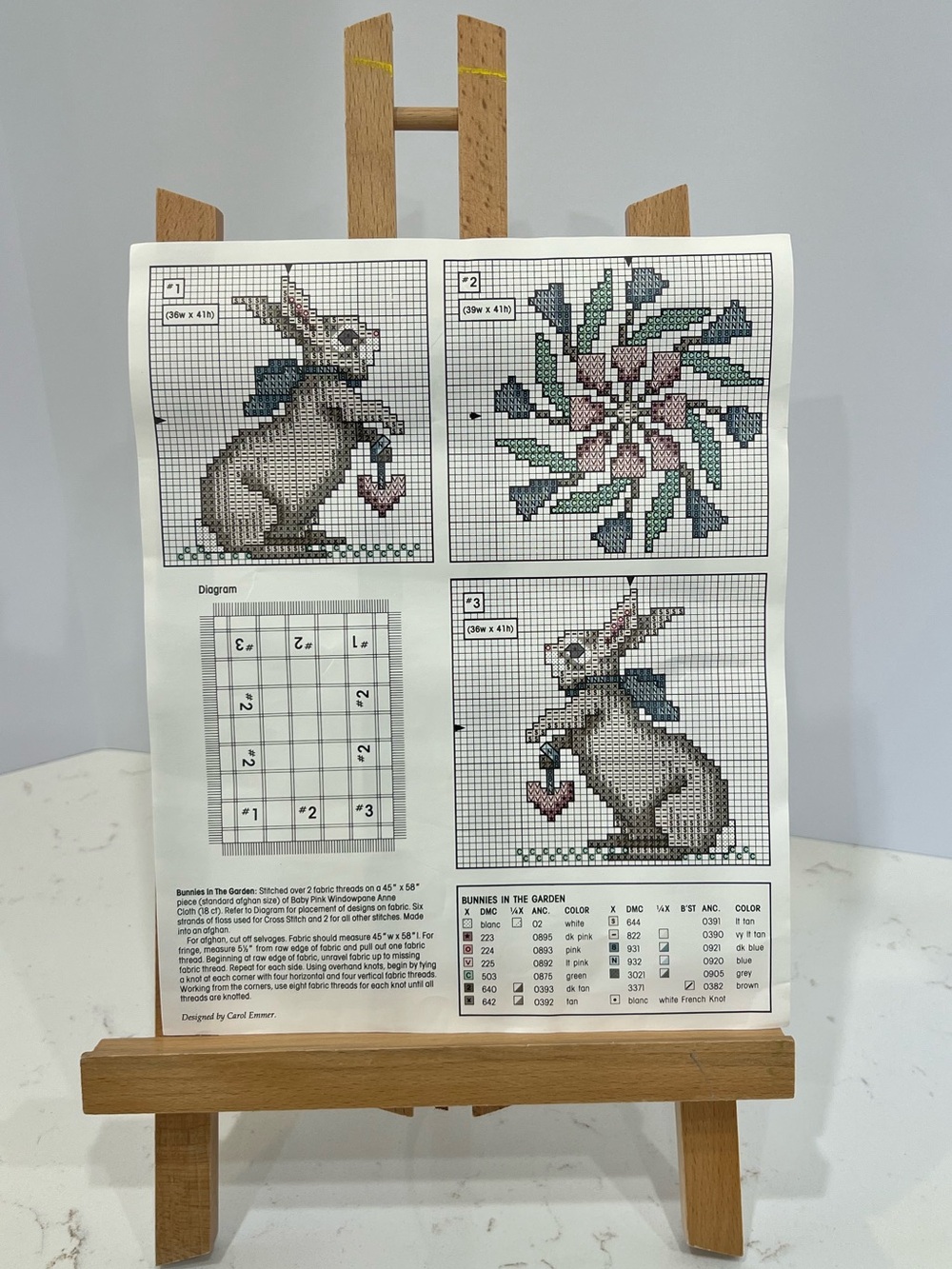 Vintage Leisure Arts Anne Cloth Bunny Rabbit Cross Stitch Afghan Fabric NOS - Picture 6 of 6
